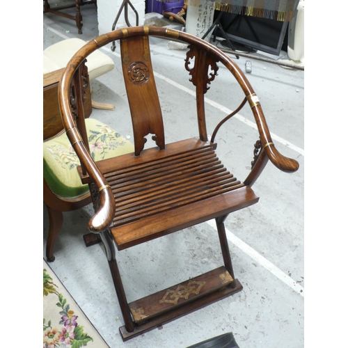 415 - Chinese Emperor's folding chair with carved back and sides