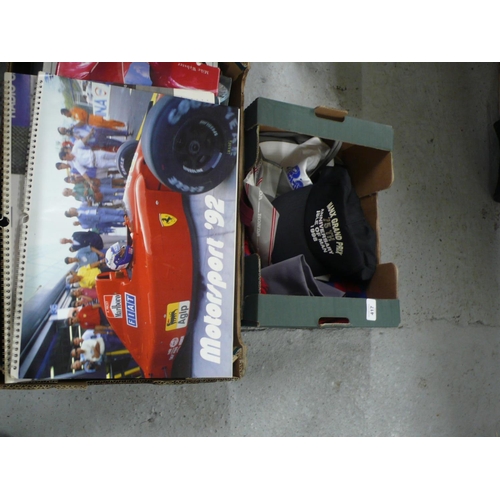 166 - Box of books on racing plus a box of Manx related items