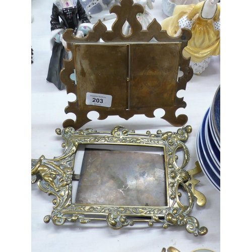 352 - Two antique brass photo frames