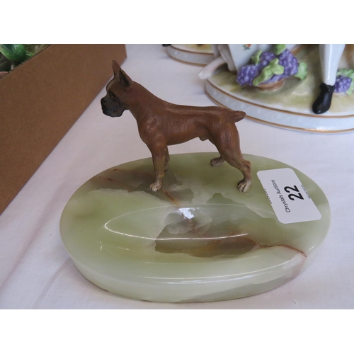 22 - A cold painted Boxer dog mounted on an onyx base