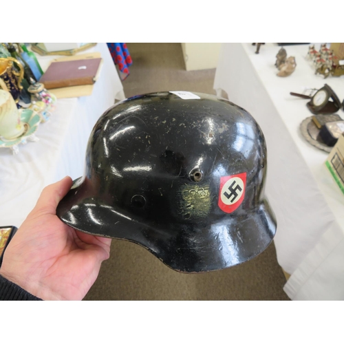 43 - Possibly WW2 helmet original colour green - Hungarian ?