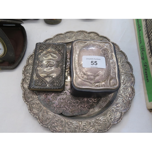 55 - A collection of assorted silver and silver topped items