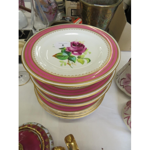 6 - Victorian part dessert service with hand painted decoration