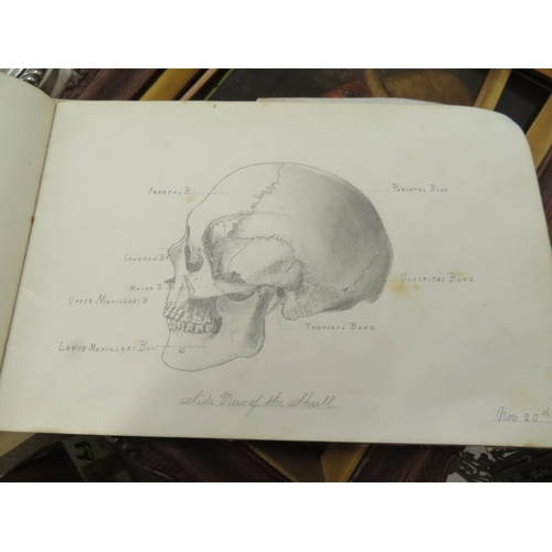 226 - Sketch book containing detailed drawings of the anatomy of the human body by Ellis Whittaker dated 1... 