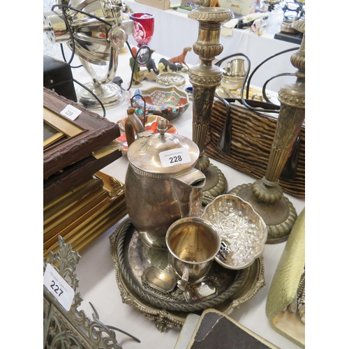 228 - Collection of EPNS and plated ware including candlesticks etc