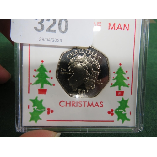 320 - Isle of Man fifty pence piece Christmas 2003 'The Snowman' cased