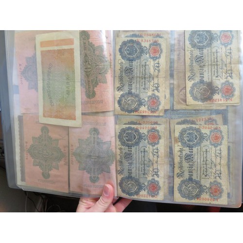 252 - An album of first World War German bank notes and occupied countries