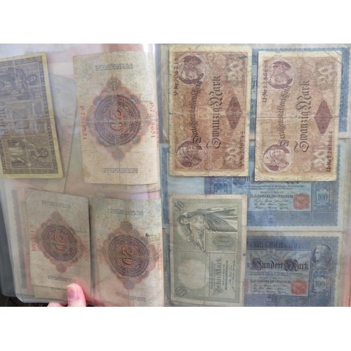 252 - An album of first World War German bank notes and occupied countries