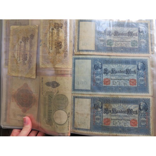 252 - An album of first World War German bank notes and occupied countries