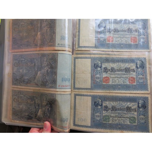 252 - An album of first World War German bank notes and occupied countries