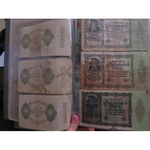 252 - An album of first World War German bank notes and occupied countries