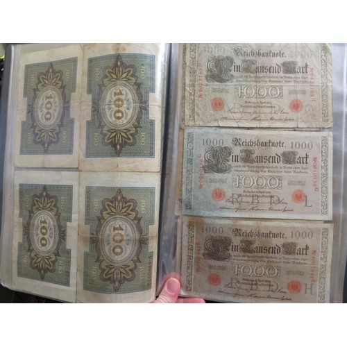 252 - An album of first World War German bank notes and occupied countries