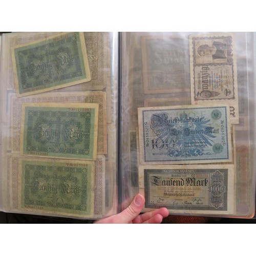 252 - An album of first World War German bank notes and occupied countries