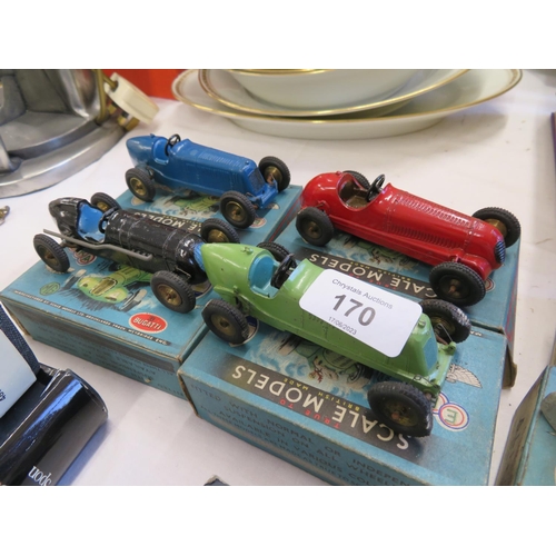 170 - Rare Four boxed Scamold scale model racing cars including Bugatti Alta Maserati ERA plus two part ma... 