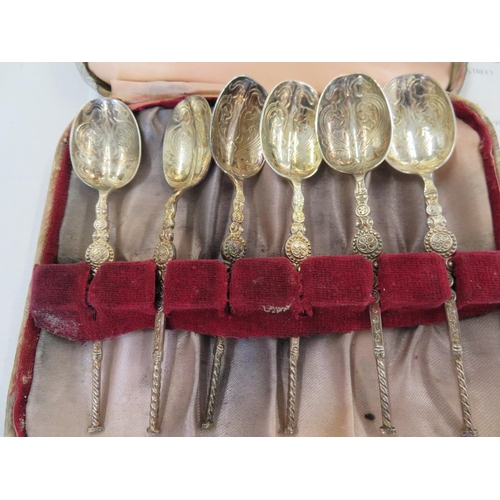 273 - Cased set of silver appointing style coffee spoons Sheffield 1955 maker Eugen Leclere