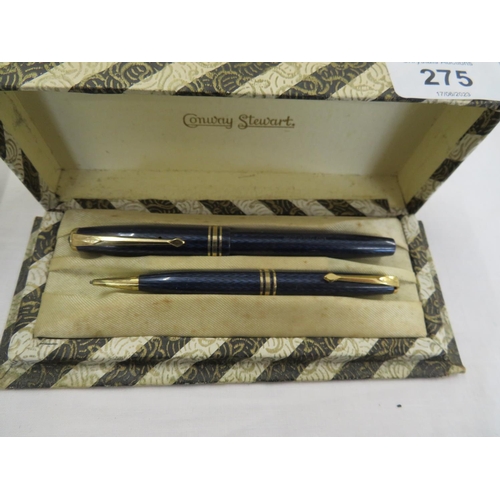 275 - Conway fountain pen and pencil set Fountain pen with 14ct gold nib