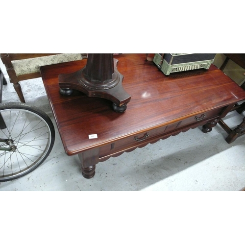 45 - Mahogany two drawer coffee table