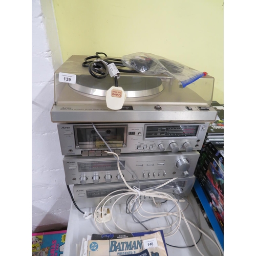 339 - Aurex four part music system including record deck tape deck amplifier and radio