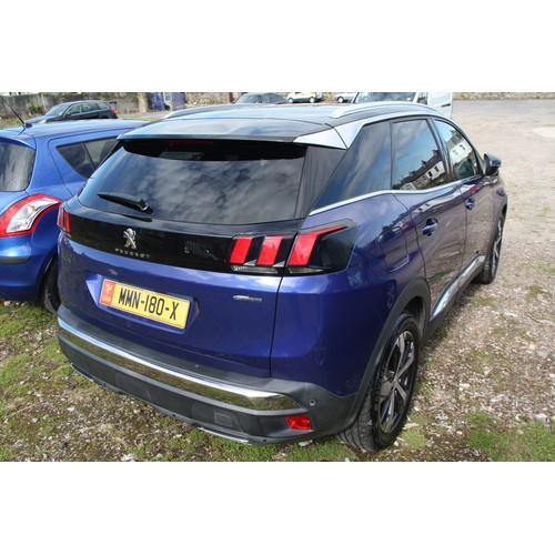 5 - !AMENDED LOT!
MMN180X
Blue Peugeot 3008 Estate 2.0 Blue HDI
First Registered 10.07.2017
Approx 59,48... 