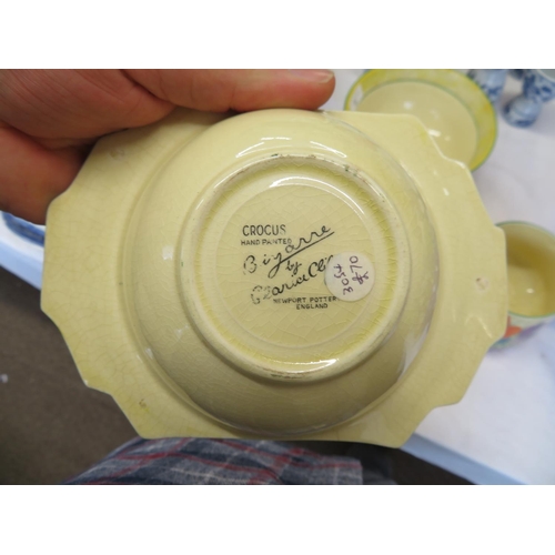 11 - Clarice Cliff 'Bizarre' crocus pattern unusual shaped pudding bowl