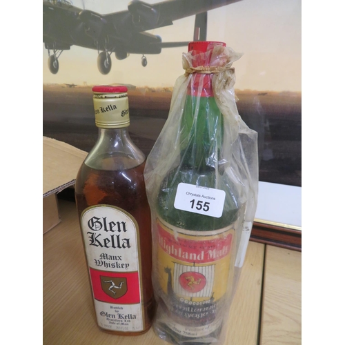 155 - Bottle of Glen Kella Manx Whiskey plus a bottle of Highland Malt Manx Millennium