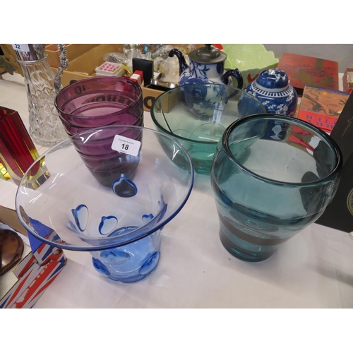 18 - Four art glass vases