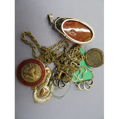 57 - A collection of silver medals and costume jewellery