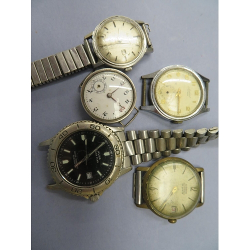 58 - Five Gent's wrist watches including one silver and a BULOVA