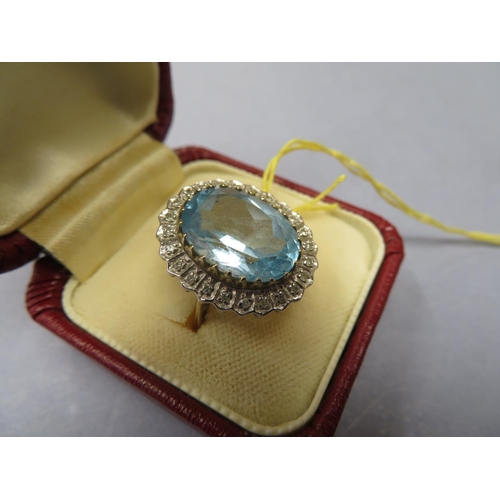 68 - Gold, diamond and blue topaz ring - size K