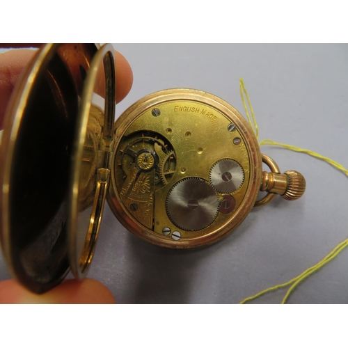 86 - Half Hunter gold plated pocket watch (ticking)