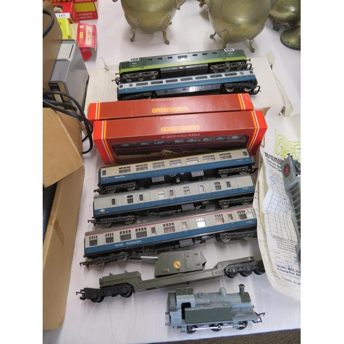 239 - A collection of OO Gauge diesel locomotive, coaches, track, infrastructure