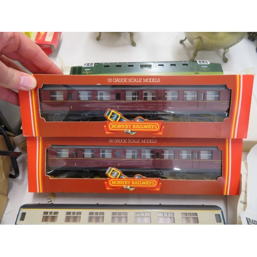 239 - A collection of OO Gauge diesel locomotive, coaches, track, infrastructure