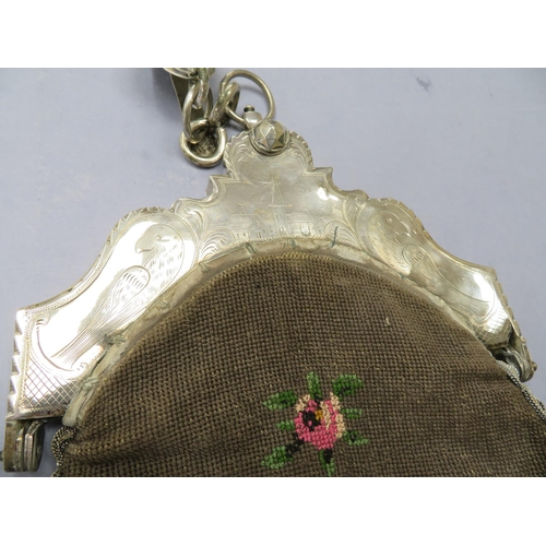 347 - A late 19thC Dutch .833 silver National Dress silver topped hand bag from Zeeland