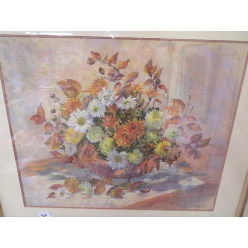 355 - S Wilby, Still Life Copper of flowers, pastel, signed, 20 x 24 ins approx