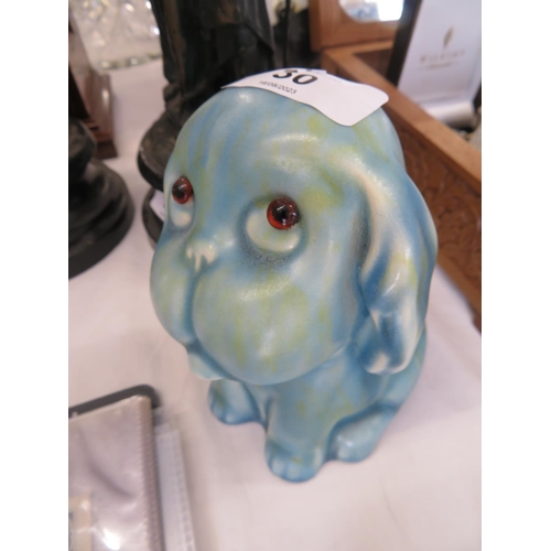 30 - SYLVAC blue drip glaze puppy