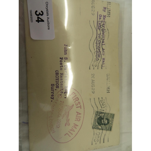 34 - First airmail dated 26th August 1929 from Galway to Croydon