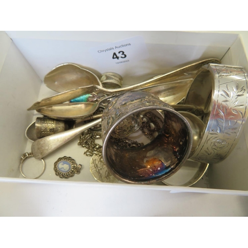 43 - A collection of scrap silver including bracelets, napkin rings, chains - wt. 10 ozt