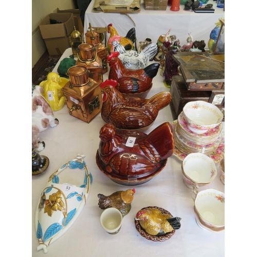 52 - Six hen egg holders plus an egg cup