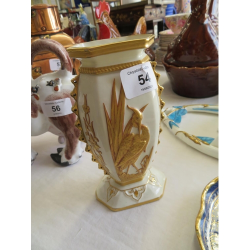 54 - Royal Worcester fine porcelain vase with gilt decoration of Heron