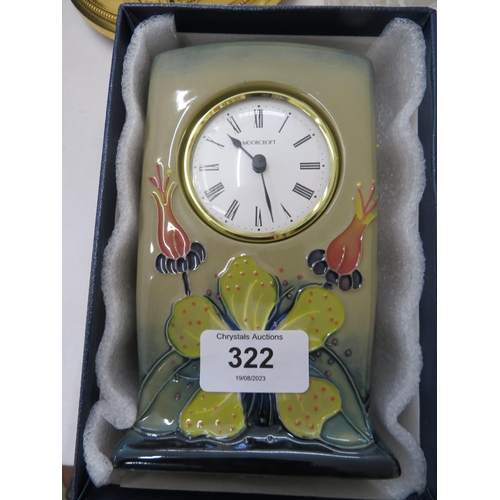 A Moorcroft Hypericum mantel clock (boxed with original instructions)