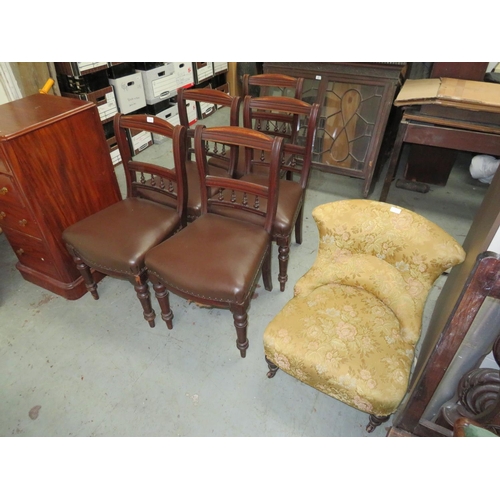 109 - Five matching dining chairs with studded upholstered seats