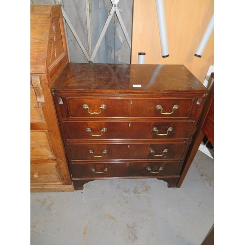 80 - Four drawer bachelors chest with brass swing handles