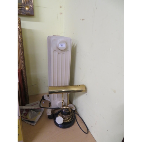 267 - Oil filled radiator and desk lamp