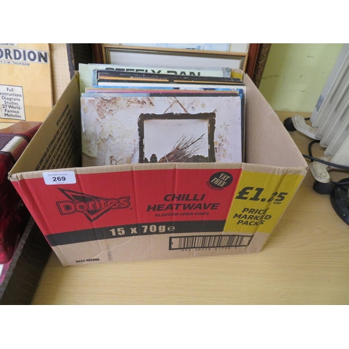 269 - Box of assorted LPs including Led Zepplin, Bob Marley and Steely Dan