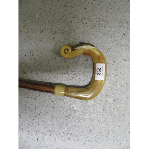 292 - Shepherd's crook with carved fish to handle