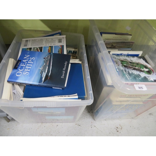 305 - Two large boxes of assorted books, mainly shipping