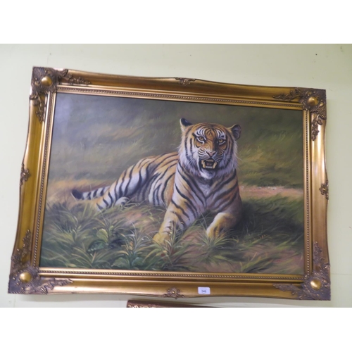 346 - Furniture oil painting of a tiger