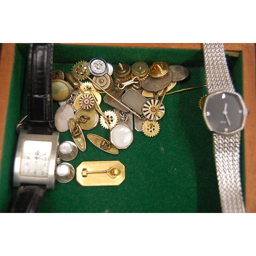 254 - Collection of silver and silver metal cufflinks and two ladies wrist watches