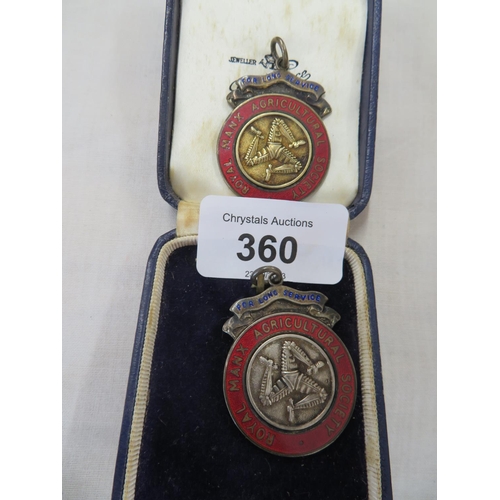 360 - Royal Manx Agricultural Society gilt and silver medals for long service awarded to S.Kerruish 1959