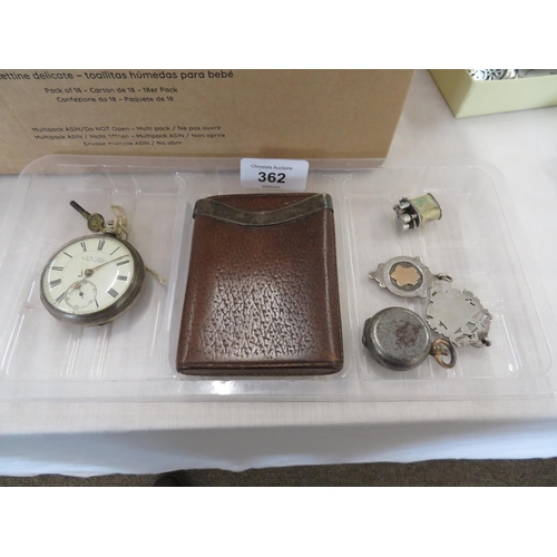 362 - A collection of Victorian Silver pocket watch by D&C Kee Peel and Ramsey plus Cheroot holder, silver... 